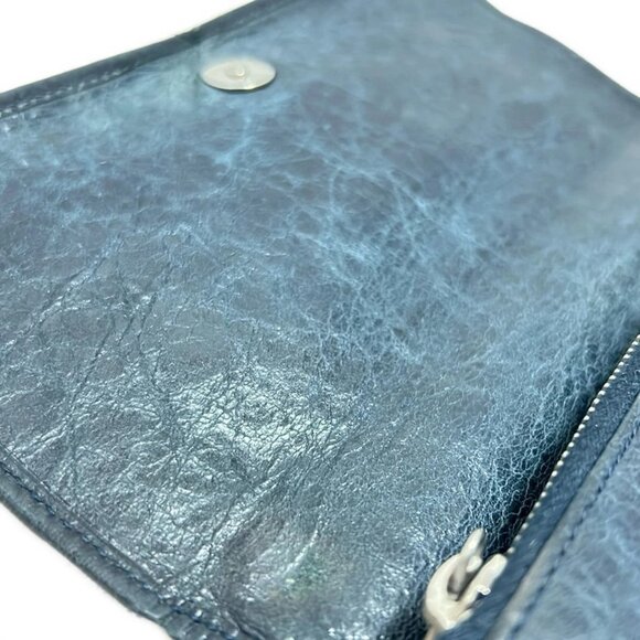 Auth BALENCIAGA Giantmoney 233599 Dark Navy Leather - Long Wallet - Picture 6 of 10
